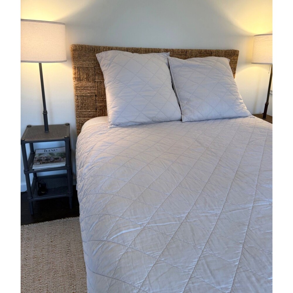 Serena & Lily Augustine Quilt (Full Queen) & 2 Euro Shams Gray Classic Coastal